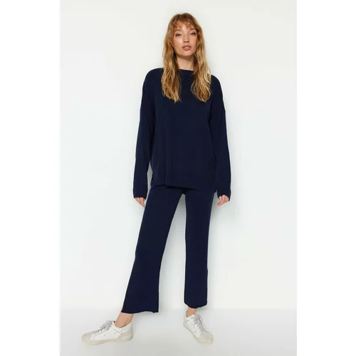 Trendyol Navy Blue Wide fit Top and bottoms Set with Trousers, Knitwear