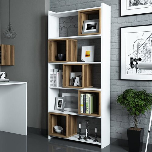 Hanah home Box - White, Walnut WhiteWalnut Bookshelf Cene