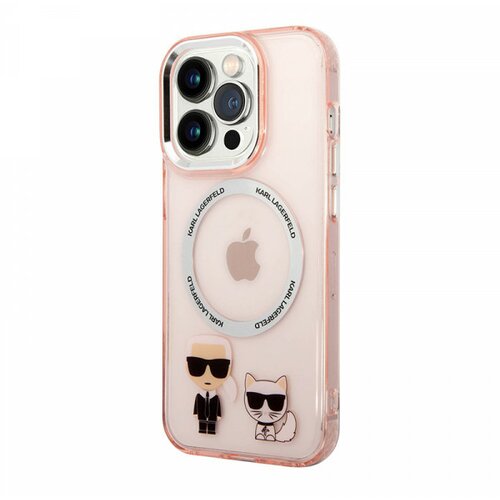 Karl Lagerfeld futrola magsafe with ring za iphone 14 pro pink full org (KLHMP14LHKCP) Slike