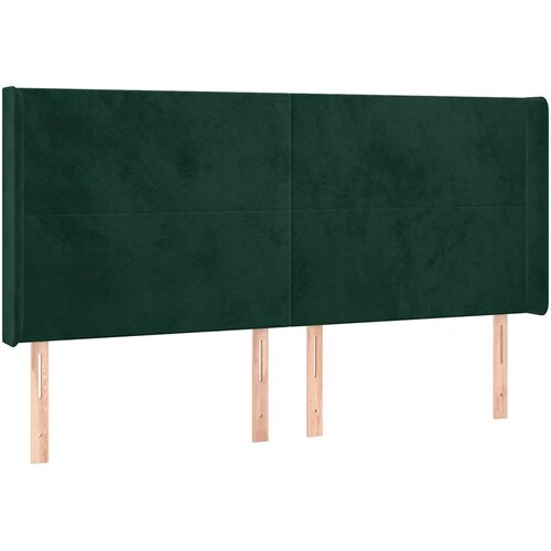 Uzglavlje s u&amp;scaron;ima tamnozeleno 203x16x118/128 cm bar&amp;scaron;unasto Slike