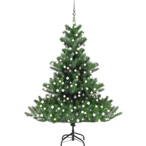 vidaXL umjetno božićno drvce kavkaska jela LED i kuglice zeleno 210 cm