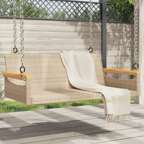 VidaXL Klupa za ljuljanje bež 109 x 62 x 40 cm od poliratana Slike