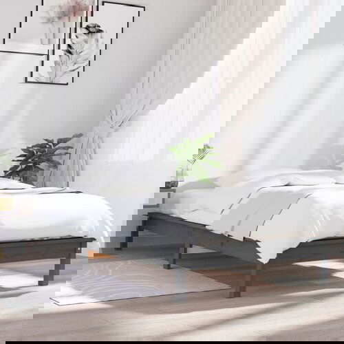 The Living Store Posteljni okvir siv 100x200 cm trdna borovina - Posteljni Okvir, (21524106) Slike