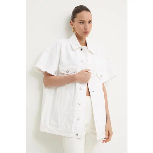 Michael Kors Pamučna traper jakna boja: bijela, za prijelazno razdoblje, oversize