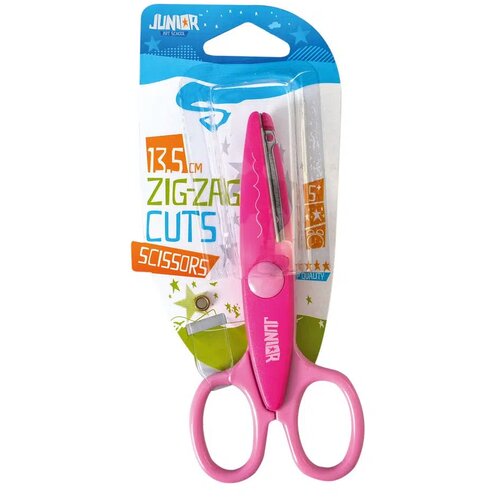Junior zig-zag cuts 521, makaze zig-zag, blister, 13.5cm Roze Cene