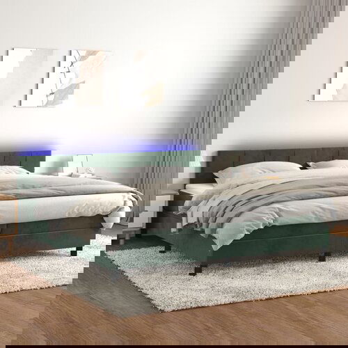  The Living Store Box spring postelja z vzmetnico LED tem. zelena 200x200cm žamet - Box Spring Postelja, (21489738) Cene