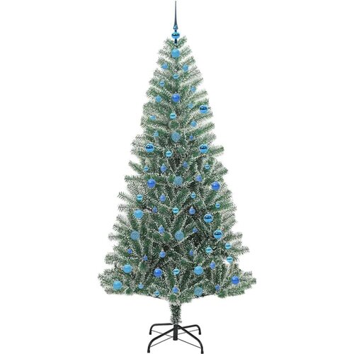 VidaXL Umjetno Božićno Drvo s Snježnim Flokom i LED Svjetlom 210 cm Slike