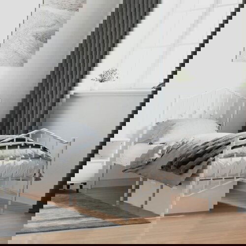 VidaXL Metalni okvir kreveta s uzglavljem i podnožjem bijeli 75x190 cm Slike