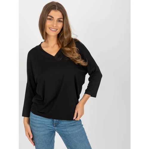 Fashion Hunters Black lady's blouse with neckline
