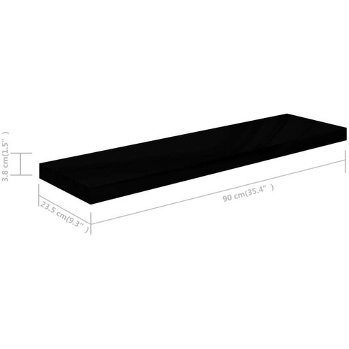 VidaXL plutajuće zidne police 2 kom sjajne crne 90 x 23,5 x 3,8 cm MDF Slike