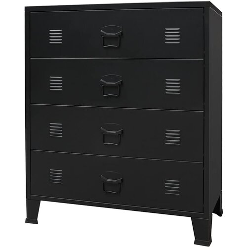  Ladičar od metala u industrijskom stilu 78 x 40 x 93 cm crni Slike