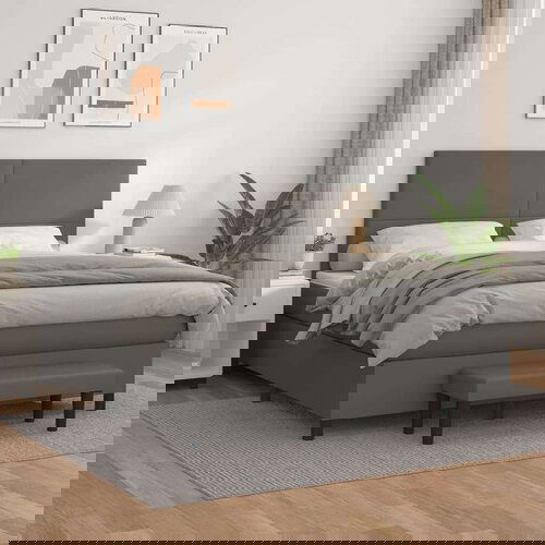  Krevet s oprugama i madracem sivi 160x200 cm od umjetne kože Cijene