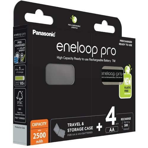 Panasonic Rechargeable batteries ENELOOP PRO AA 2500 mAh 4 szt + case (BK-3HCDE /4CP+CASE) Cijene