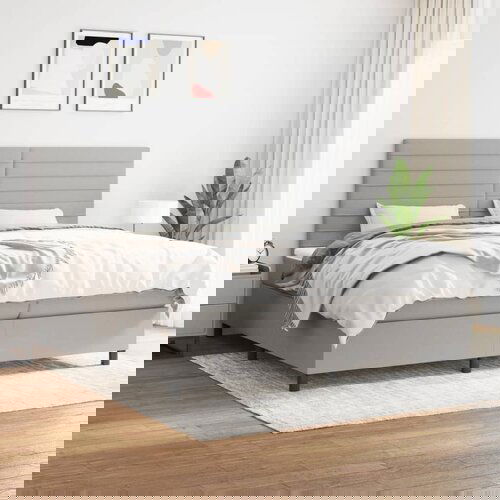 The Living Store Box spring postelja z vzmetnico svetlo siva 200x200 cm blago - Box Spring Postelja, (21521253) Cene