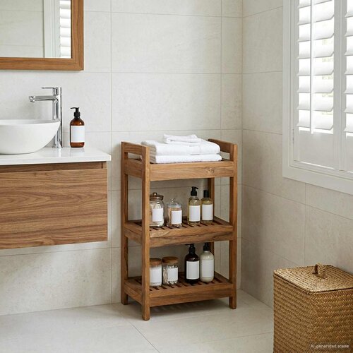  Polica za kupaonicu Prirodna 45 x 30 x 71 cm Čvrsto teak drvo Cijene