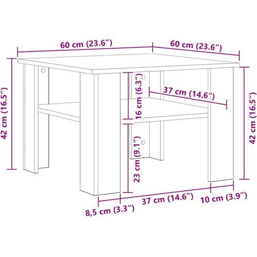 Stolić za kavu crni 60 x 60 x 42 cm od konstruiranog drva Slike