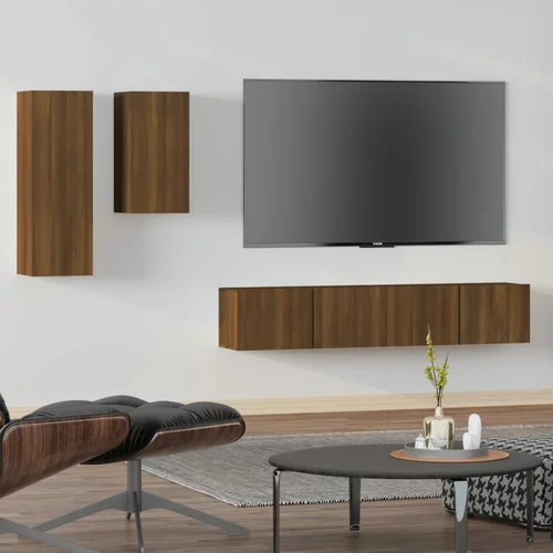 vidaXL 4-dijelni set TV ormarića boja smeđeg hrasta konstruirano drvo