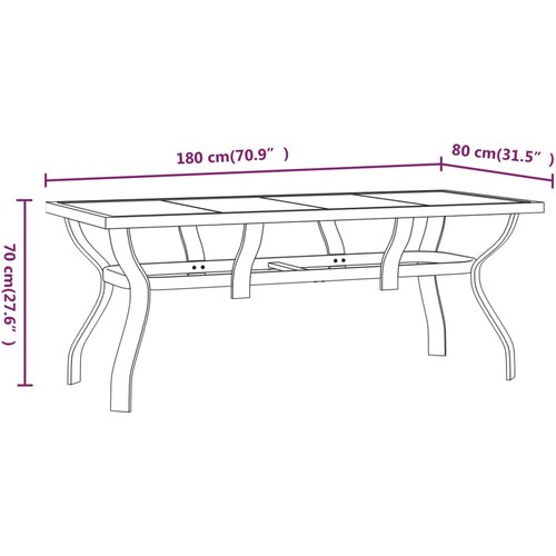  Vrtni stol crni 180 x 80 x 70 cm od čelika i stakla Slike