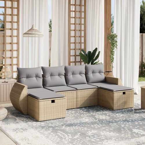 vidaXL 6-dijelni set vrtnih sofa s jastucima bež od poliratana Cijene