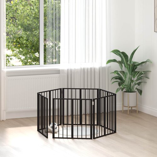 Vrata za pse 6 pcs Crna 60 x 60 cm Cinkani čelik Slike