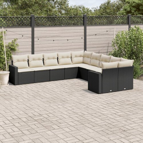  10-dijelni set vrtnih sofa s jastucima crni od poliratana Crna 65.5 x 62 x 69 cm Cene