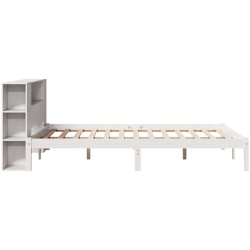 VidaXL Krevet s regalom z knjige bez madraca bijeli 150x200cm borovina Slike