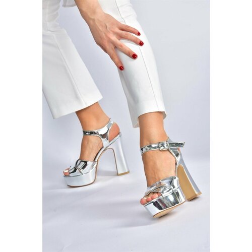 Fox Shoes Silver Mirrored Platform Heels, Women's Evening Dress Shoes Slike