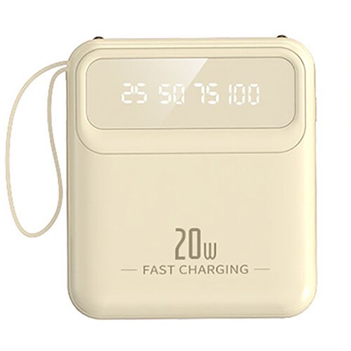 AVIZAR Baterija PowerBank 10000mAh 20W z LED zaslonom / svetilko / kompaktnimi kabli, Bež, (5000017350) Cene