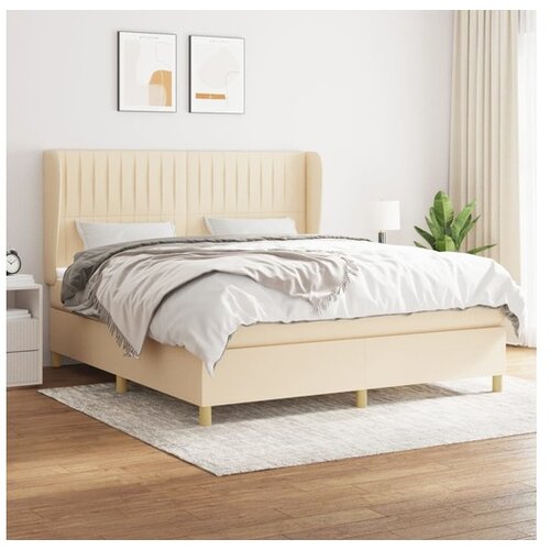  Krevet s oprugama i madracem krem 160x200 cm od tkanine Cene