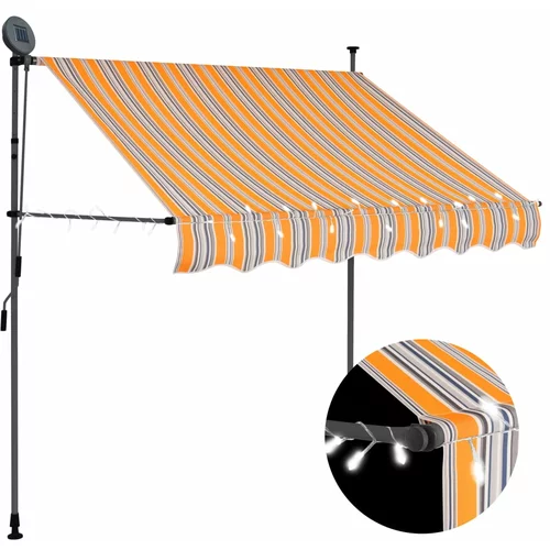 vidaXL Ročno zložljiva tenda z LED lučmi 200 cm rumena in modra