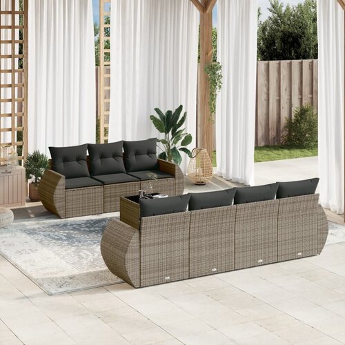 vidaXL 8-dijelni set vrtnih sofa od poliratana s jastucima sivi Cijene