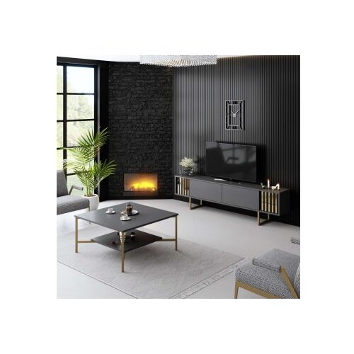 Hanah home tv polica gold line anthracite gold Slike