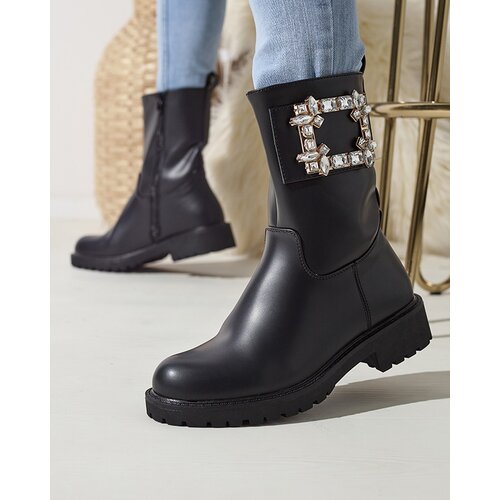 Resti Women's black eco-leather boots with embellishment Xetika - Footwear Cene