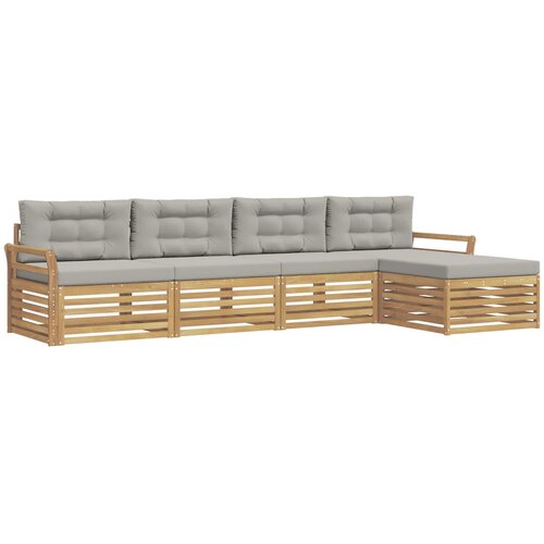  Set vanjskih sofa 5 kom. Bijela i svjetlosiva 333 x 162,5 x 73 cm Slike