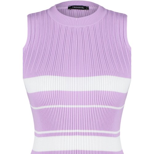 Trendyol Lilac Striped Knitwear Blouse Cene