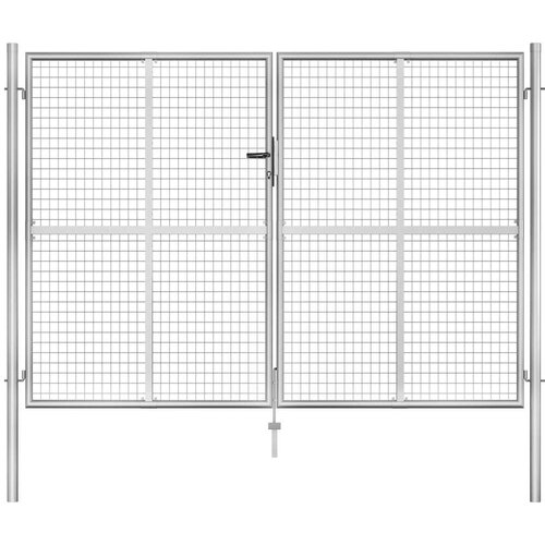 vidaXL Vrtna vrata pocinkano jeklo 306x225 cm srebrna Cene