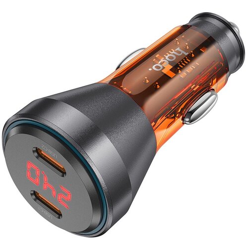 Hoco auto punjač NZ12C 2 x type c sa digitalnim ekranom pd QC3.0 3A 60W providno narandzasta Slike