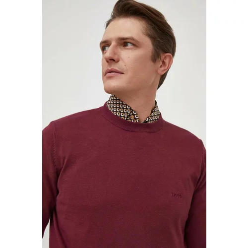 Boss Pamučni pulover boja: bordo, lagani