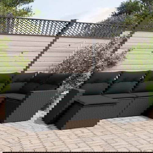 vidaXL 6-dijelni set vrtnih sofa s jastucima crni od poliratana Cijene