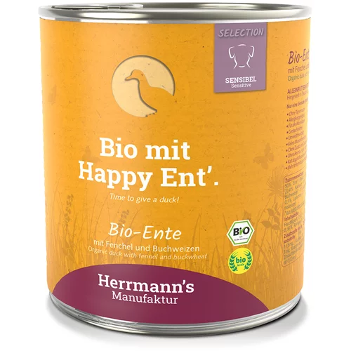 Herrmanns Varčno pakiranje Herrmann´s Menu brez žitaric 24 x 800 g - Bio raca z bio koromačem in bio ajdo
