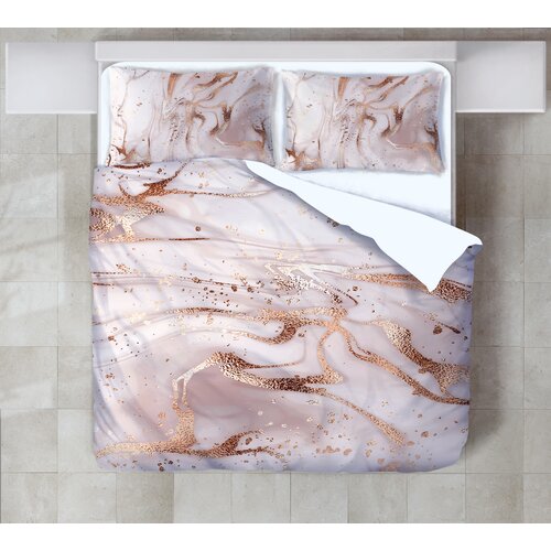 MEY HOME posteljina sa bronzanim detaljima 3D 200x220cm roze Slike