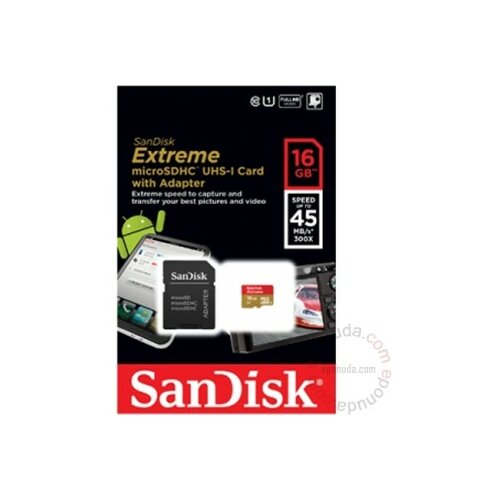 Sandisk SDHC 16GB Micro Extreme 45mb/s memorijska kartica Slike