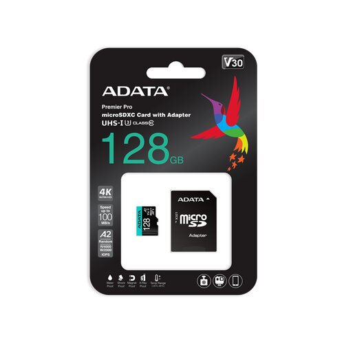 Adata UHS-I U3 MicroSDHC 128GB V30S class 10 + adapter AUSDX128GUI3V30SA2-RA1 memorijska kartica Cene