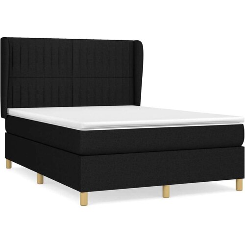 VidaXL Krevet s oprugama i madracem crni 140 x 190 cm od tkanine Slike