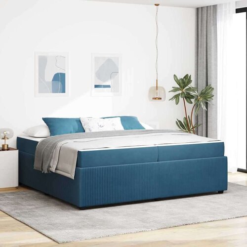  Posteljni okvir z vzmetnico Modra 200 x 200 cm Žamet Cene