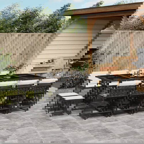 VidaXL 13-dijelni vrtni blagovaonski set s jastucima poliratan crni Slike