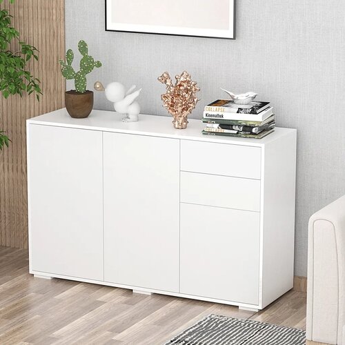  Komoda ladica 2 ladice push-click 117 cm x 36 cm x 74 cm bijela Slike