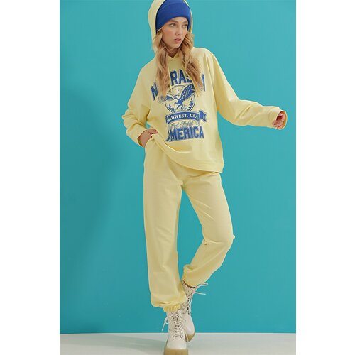 Trend Alaçatı Stili Sweatsuit - Yellow - Fitted Slike