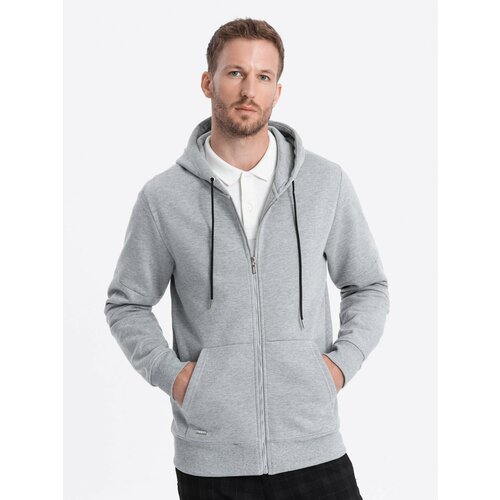 Ombre Men's unbuttoned hooded sweatshirt - grey melange Slike