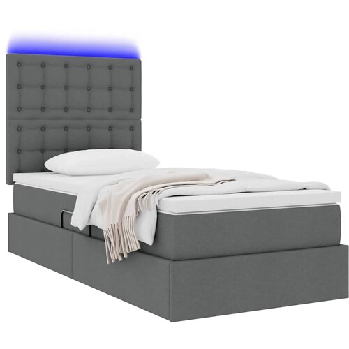 LED krevet za pohranu s madracem Tamnosiva 90 x 190 cm Tkanina Slike